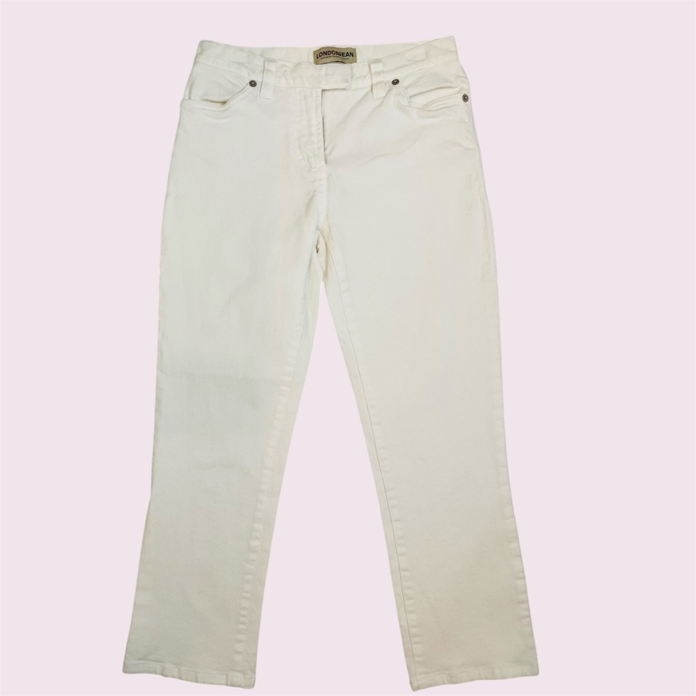 Vintage LONDONJEAN Women's White Cropped Jeans
